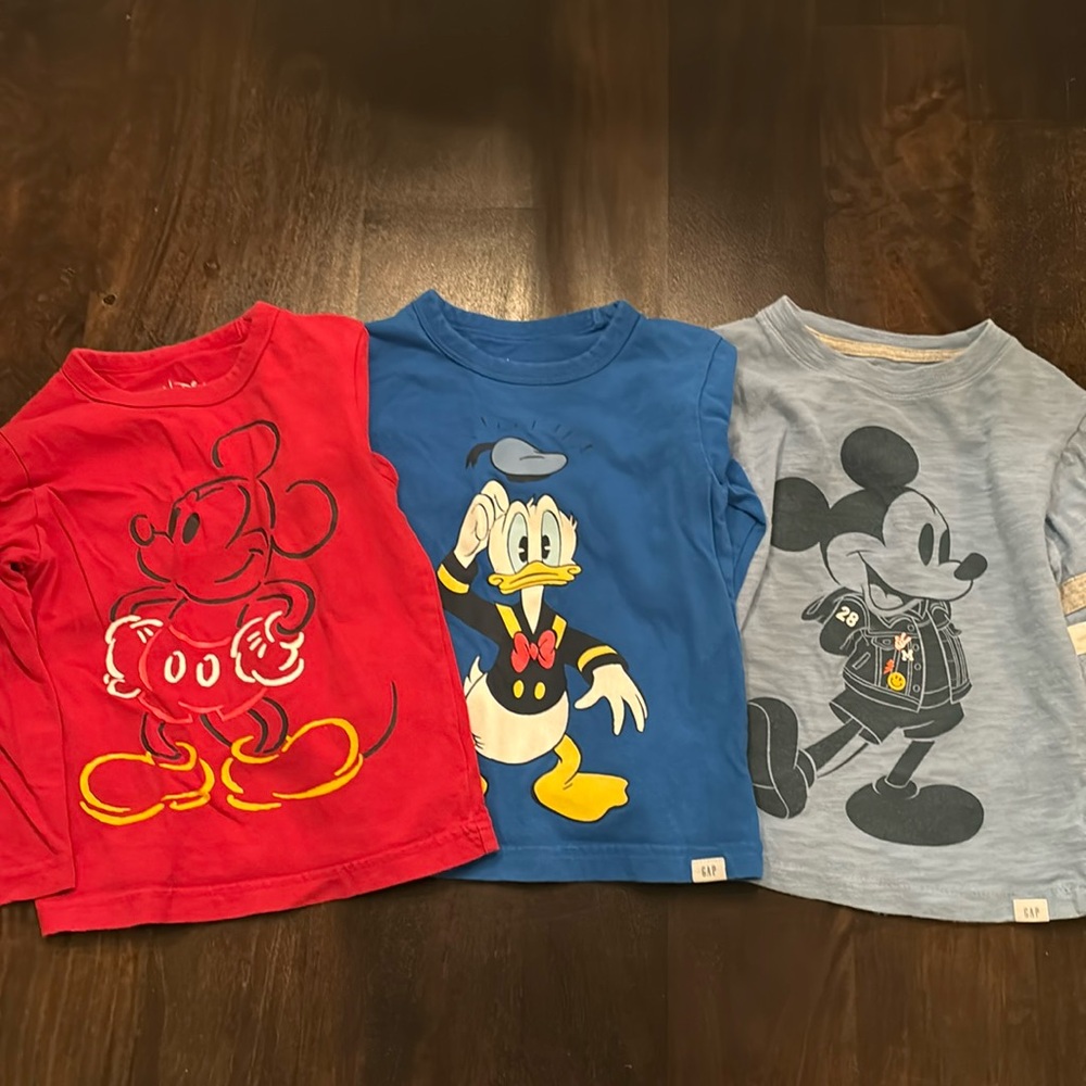 Boys DISNEY size 3 Gap - Donald , & 2 Mickey long sleeve shirts